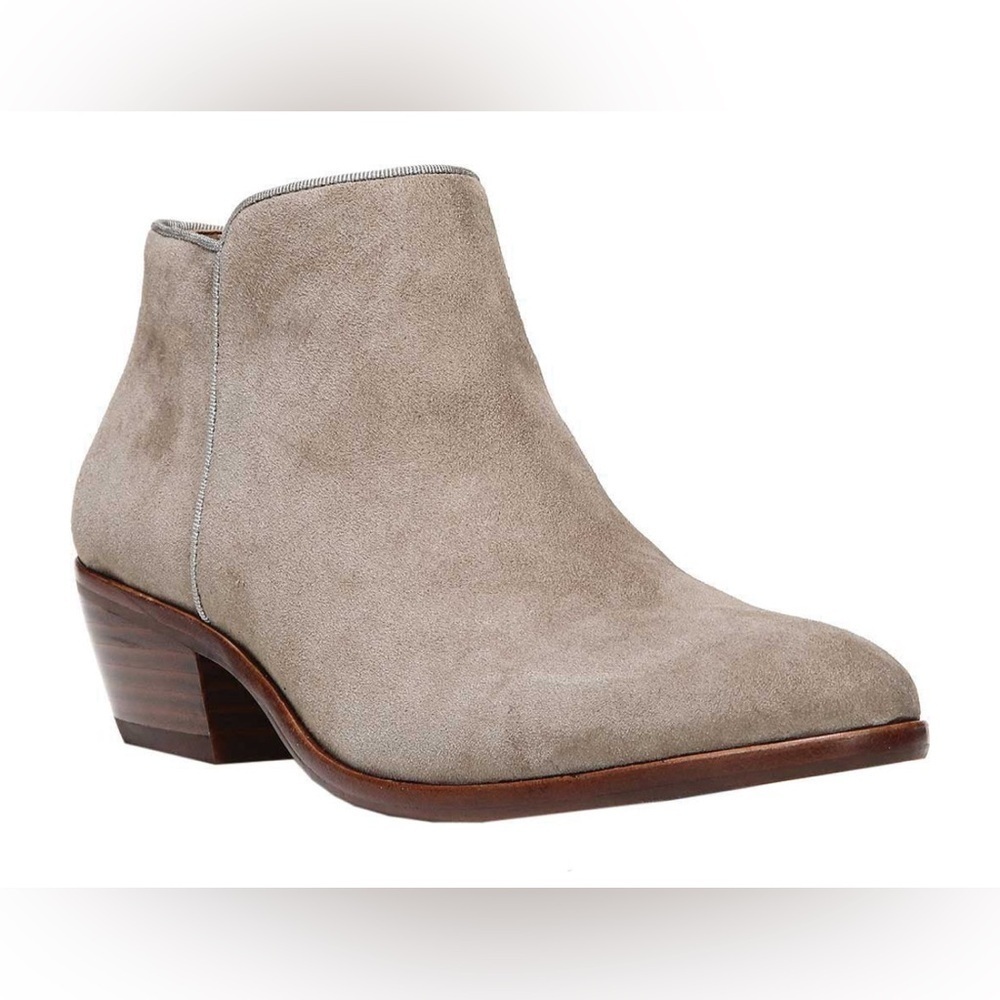 Sam Edelman Tan Suede Upper Leather Petty Round Toe Ankle Boots with Side Zip 8M